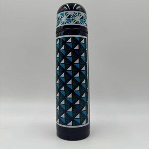 Tory Burch Blue Logo Vacuum Sealed Flask Thermos Insulated Bottle 17oz